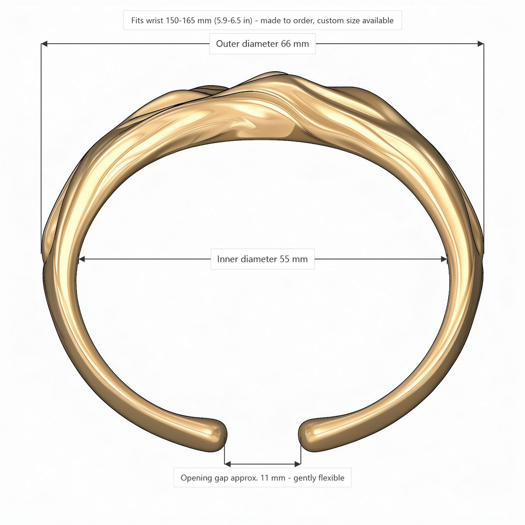 The Nereid Cuff dimension diagram showing outer diameter, inner diameter and opening gap