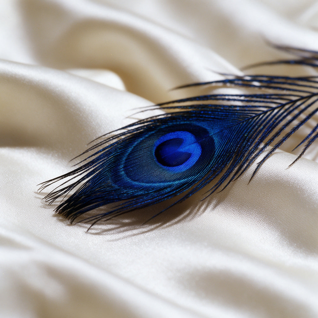 The Plume Cuff — 18K Gold Vermeil Feather Bangle with Royal Blue Lab Sapphire